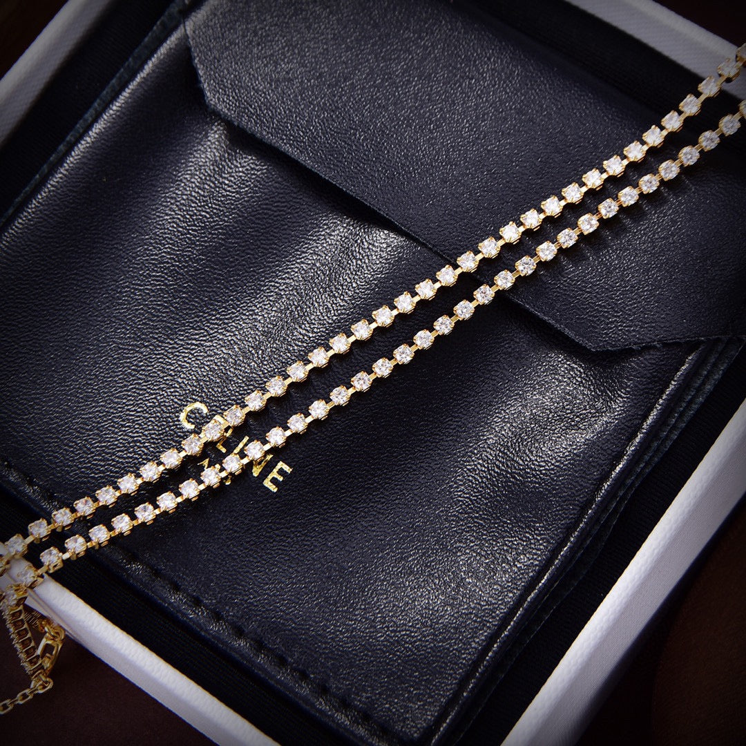 Celine Triomphe Crystal Necklace