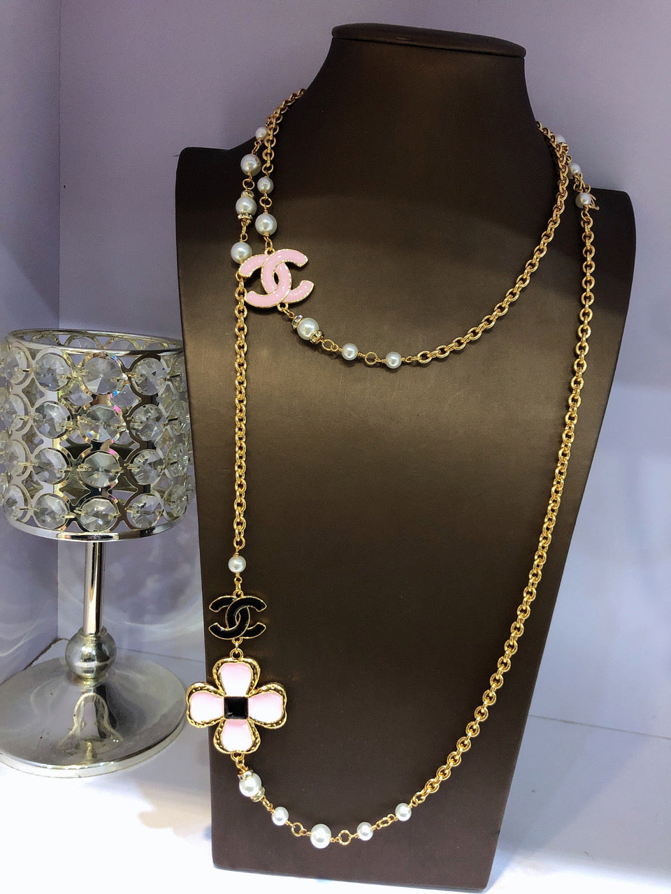 Chanel Pink Flowers Necklace