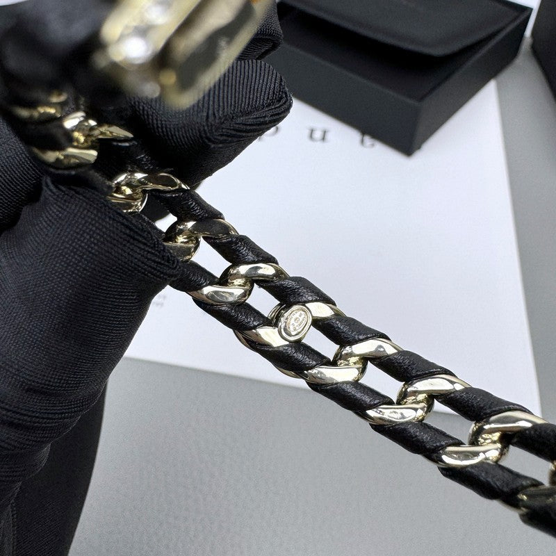 Chanel 26C Black Leather Cuff Bracelet