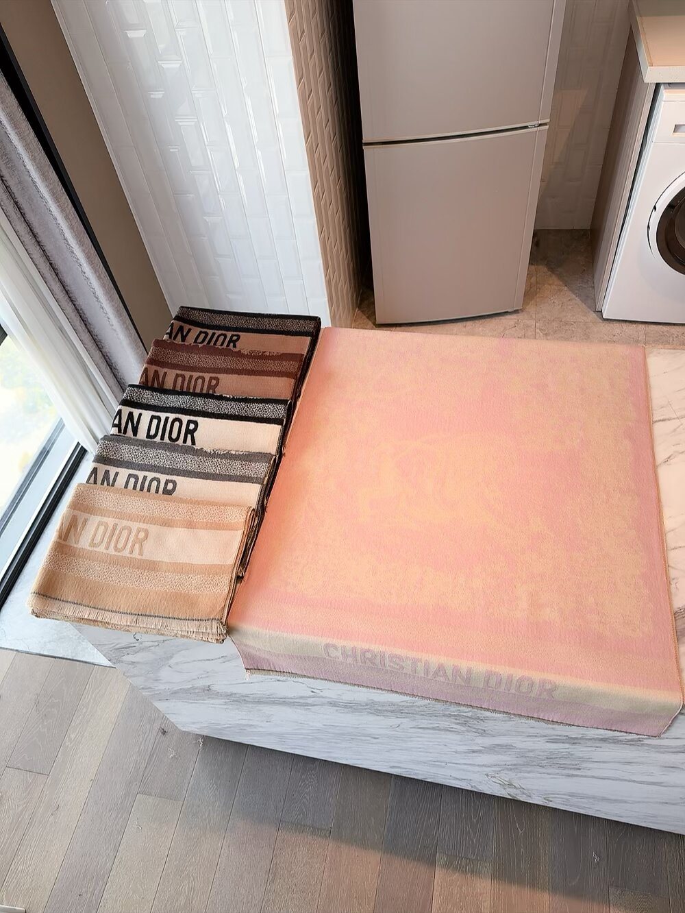Dior Animal & Foliage Fringed Scarf — front