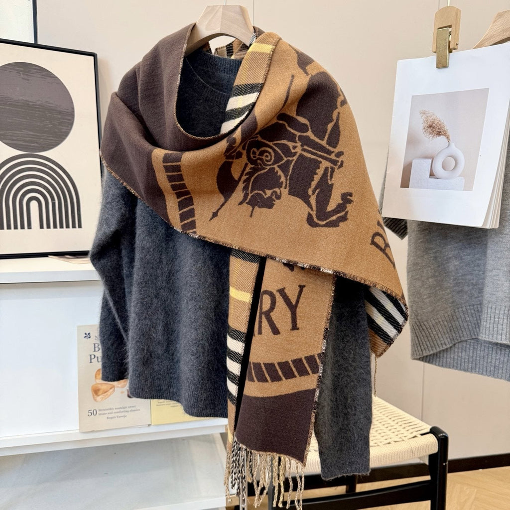 Burberry Brown Plaid Fringed Scarf — hero
