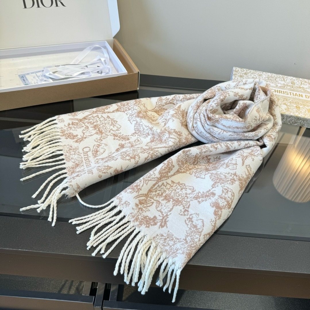 Dior Botanical Toile Fringed Scarf — front