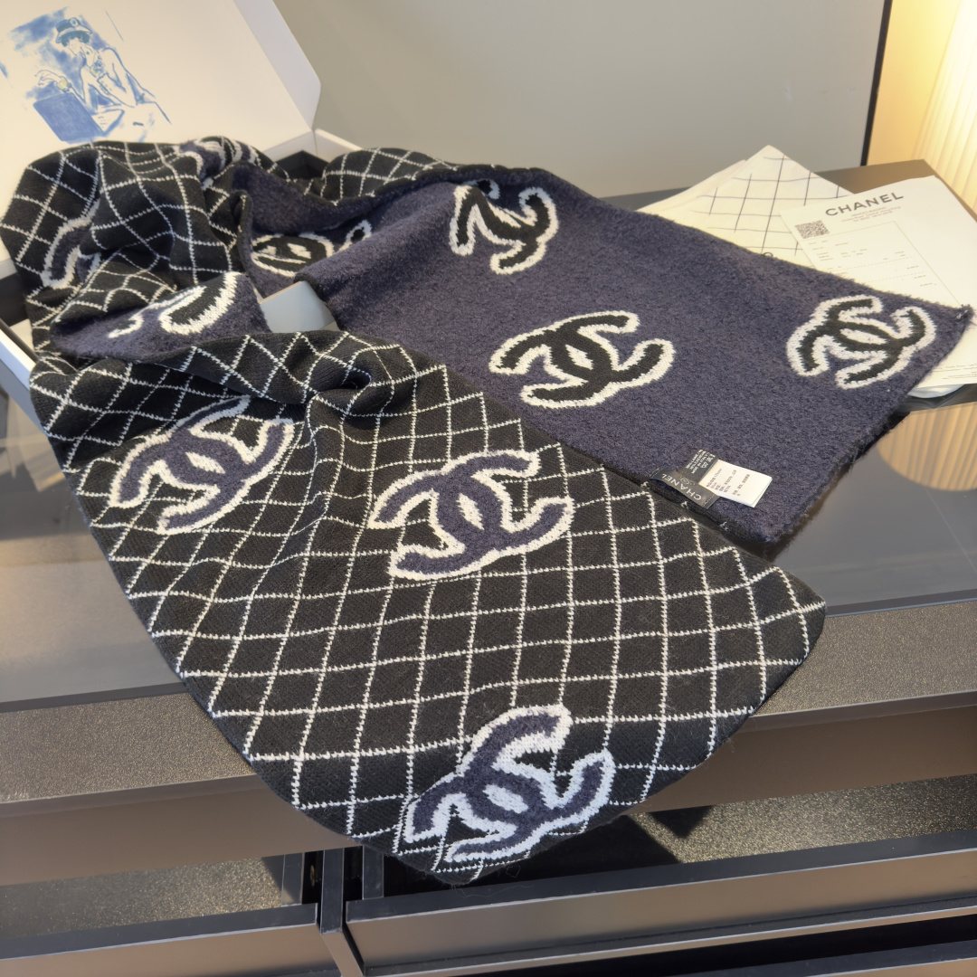Chanel Grid Knit Scarf — front