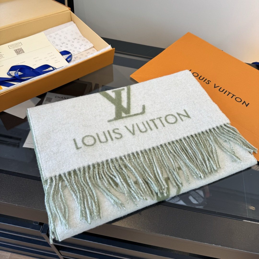 Louis Vuitton Two-Tone Fringed Scarf — front