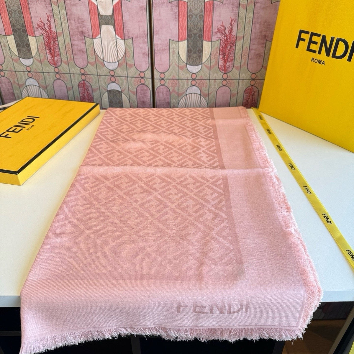 Fendi Fringed Monogram Scarf — front