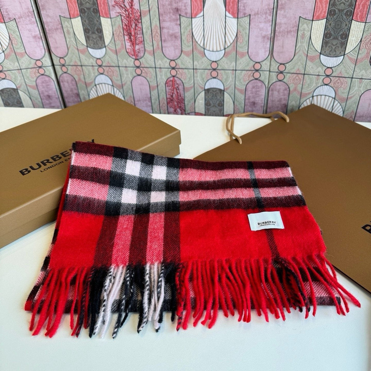 Burberry Fringed Plaid Scarf — front